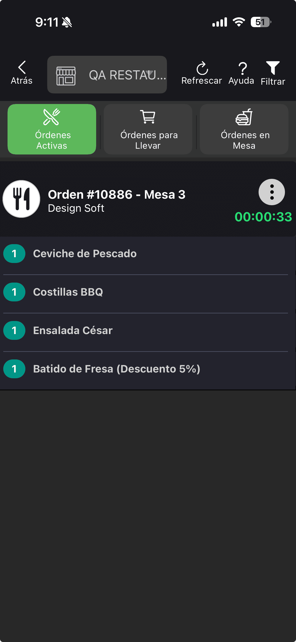 App movil de comandas para restaurantes