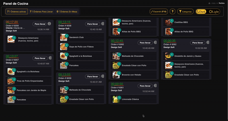 Comandas digitales sincronizadas entre mostrador y cocina