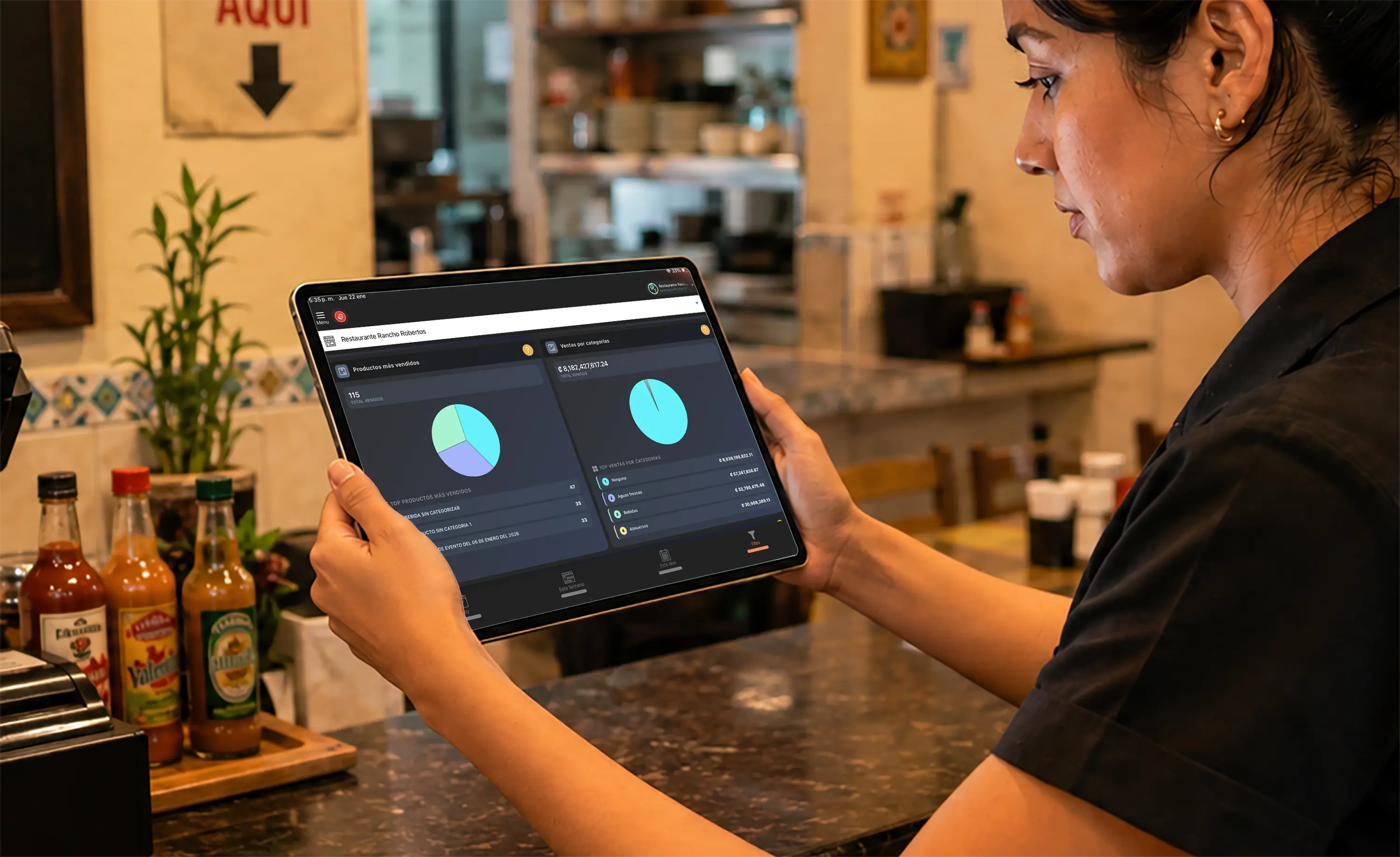 Dashboard para restaurantes visto desde tablet