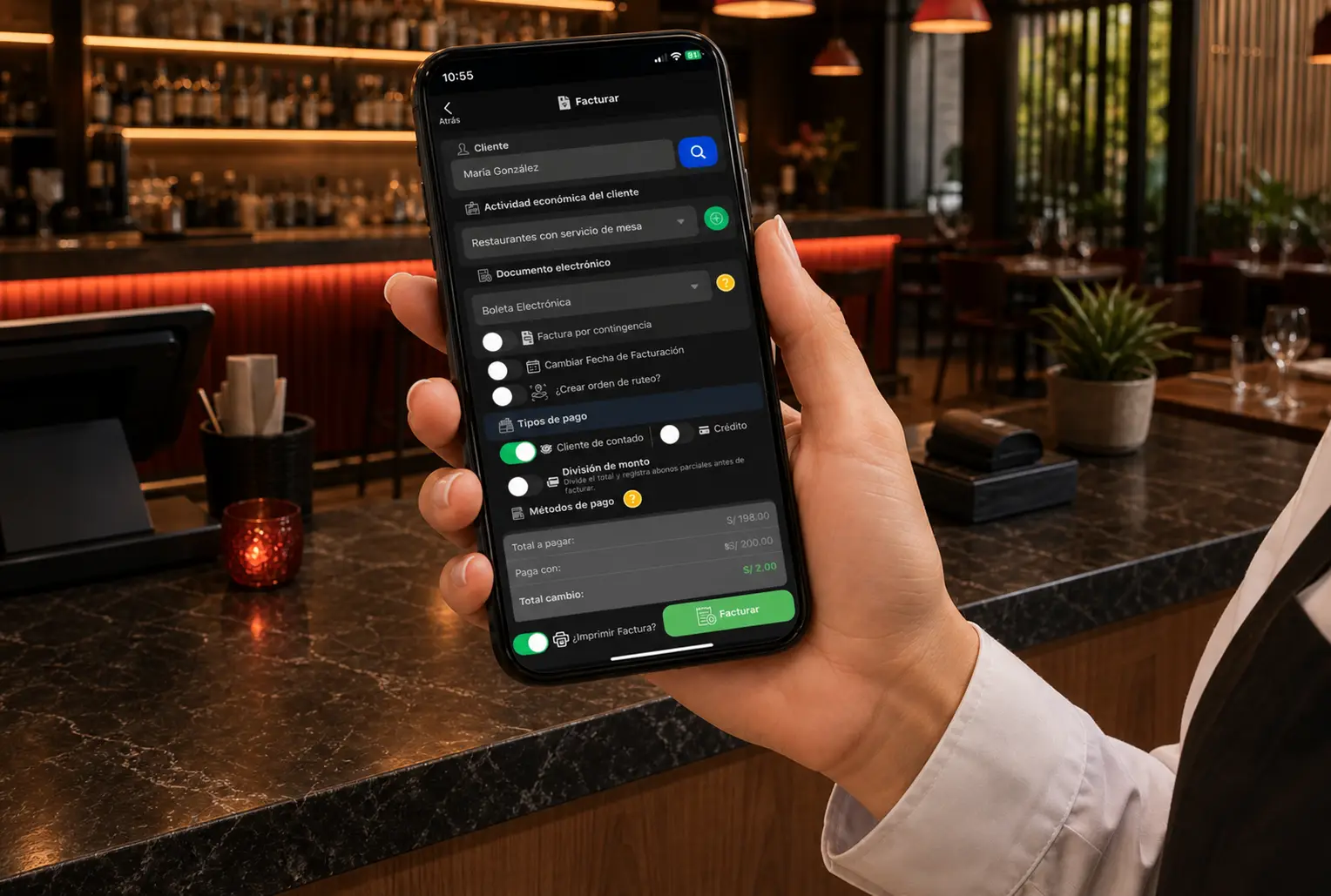 Facturacion electronica desde la app de POS Restaurantes