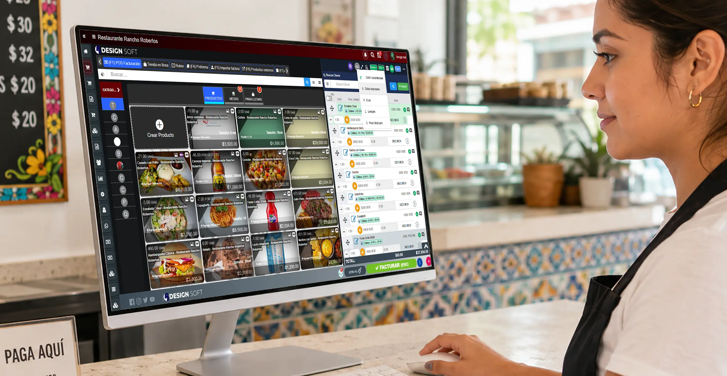 Sistema POS multimoneda para cobros en restaurantes