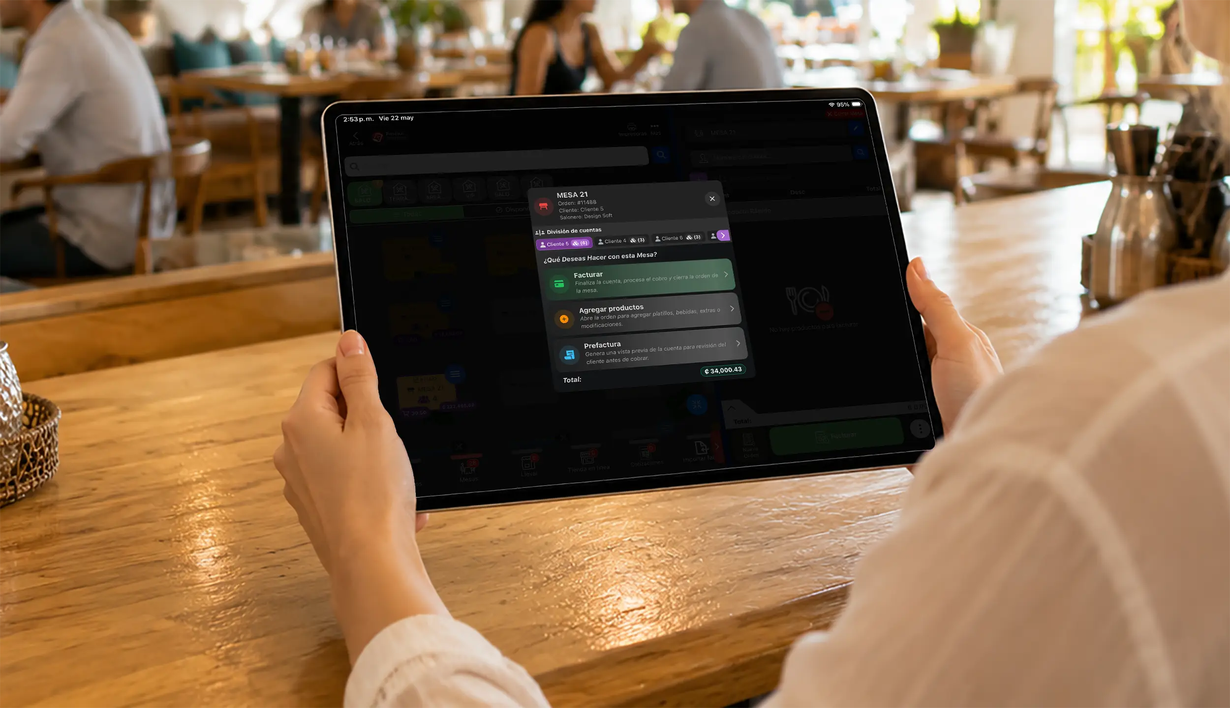 Opciones de facturacion prefactura y agregar productos por mesa en restaurante