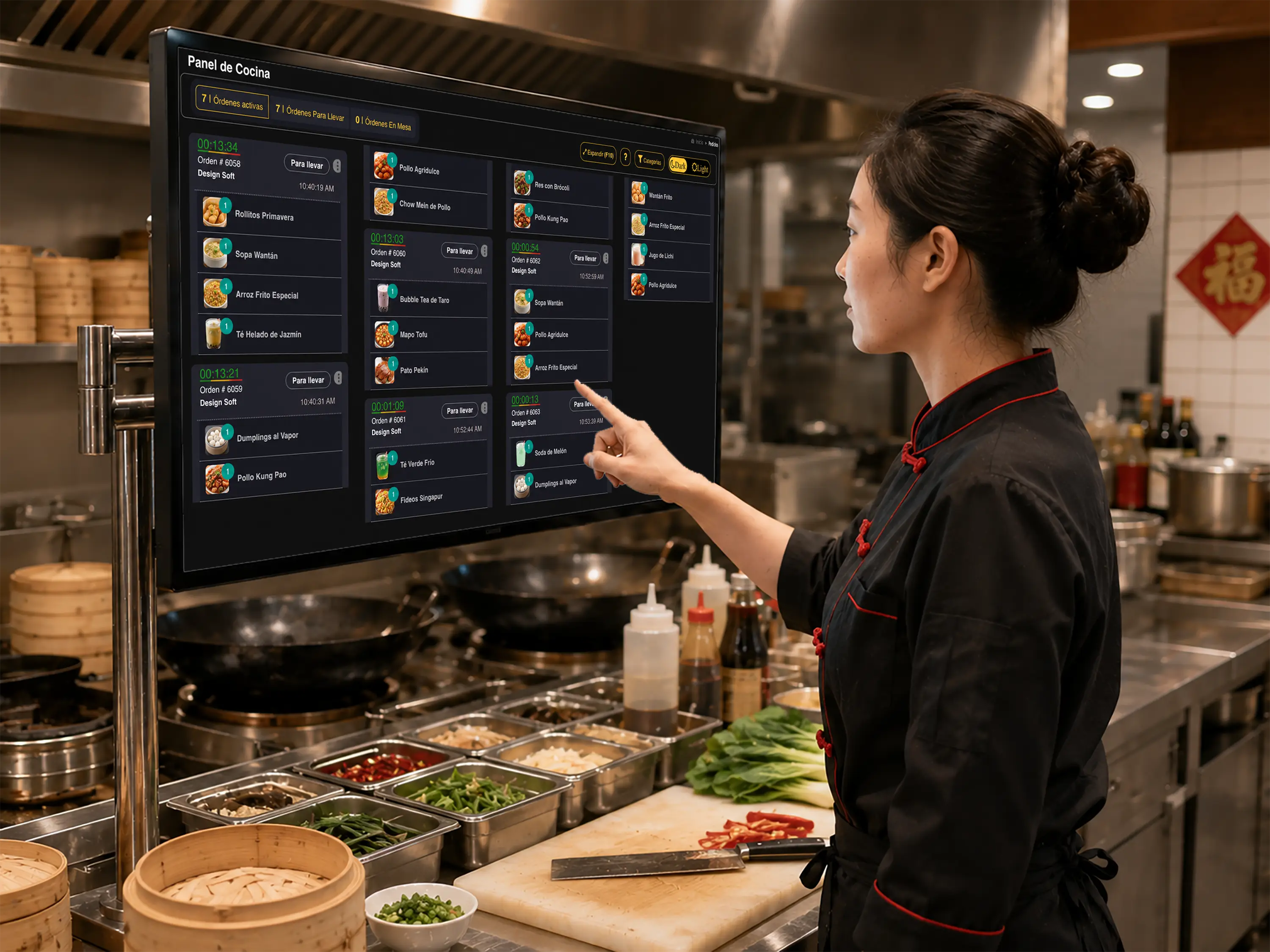 Pantalla de cocina para restaurante chino