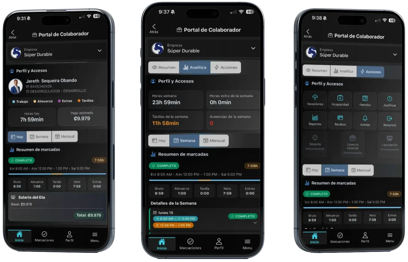 App portal del colaborador para control de asistencia en restaurantes