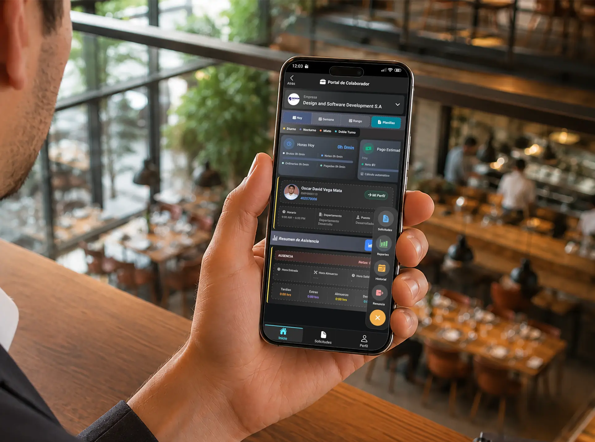 Portal del colaborador en app movil para asistencia