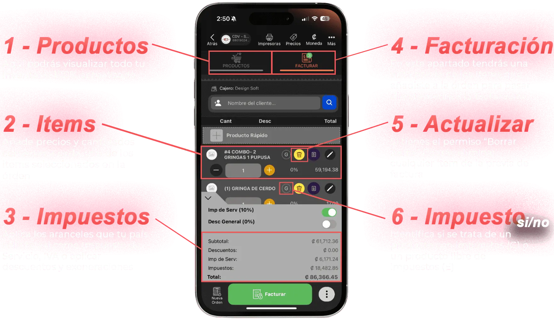 App movil POS para facturar y cobrar en restaurantes