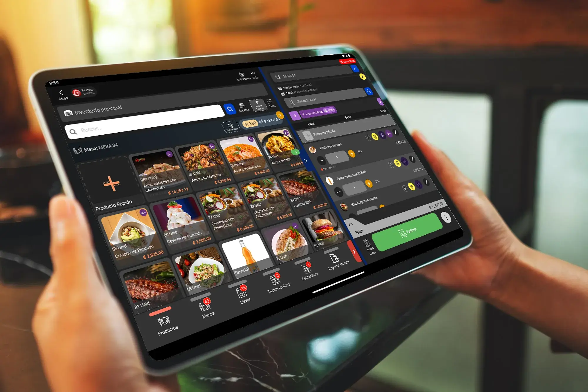 Facturacion electronica movil desde tablet o app para restaurantes