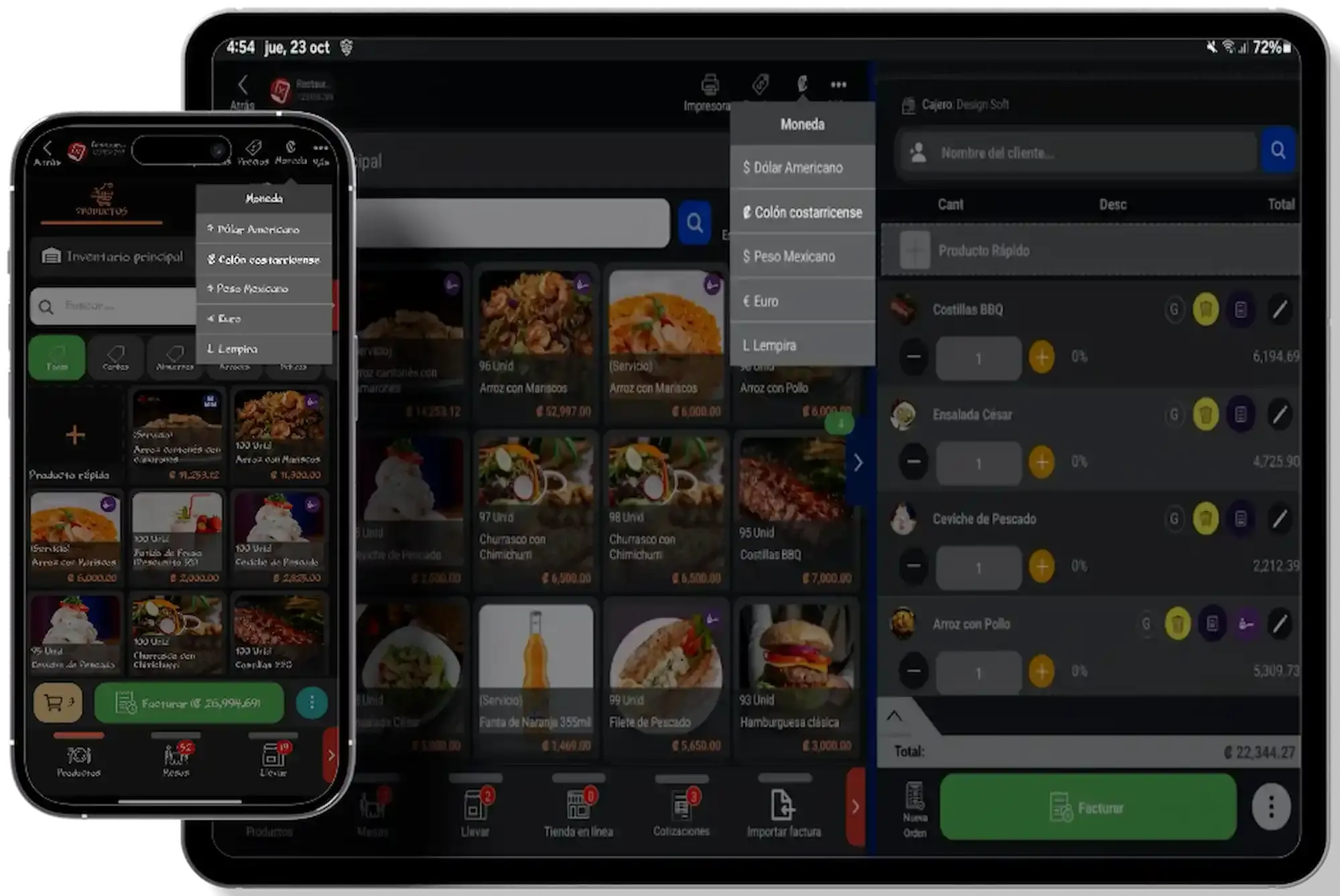 Conversion de moneda y vuelto automatico en sistema POS para restaurantes