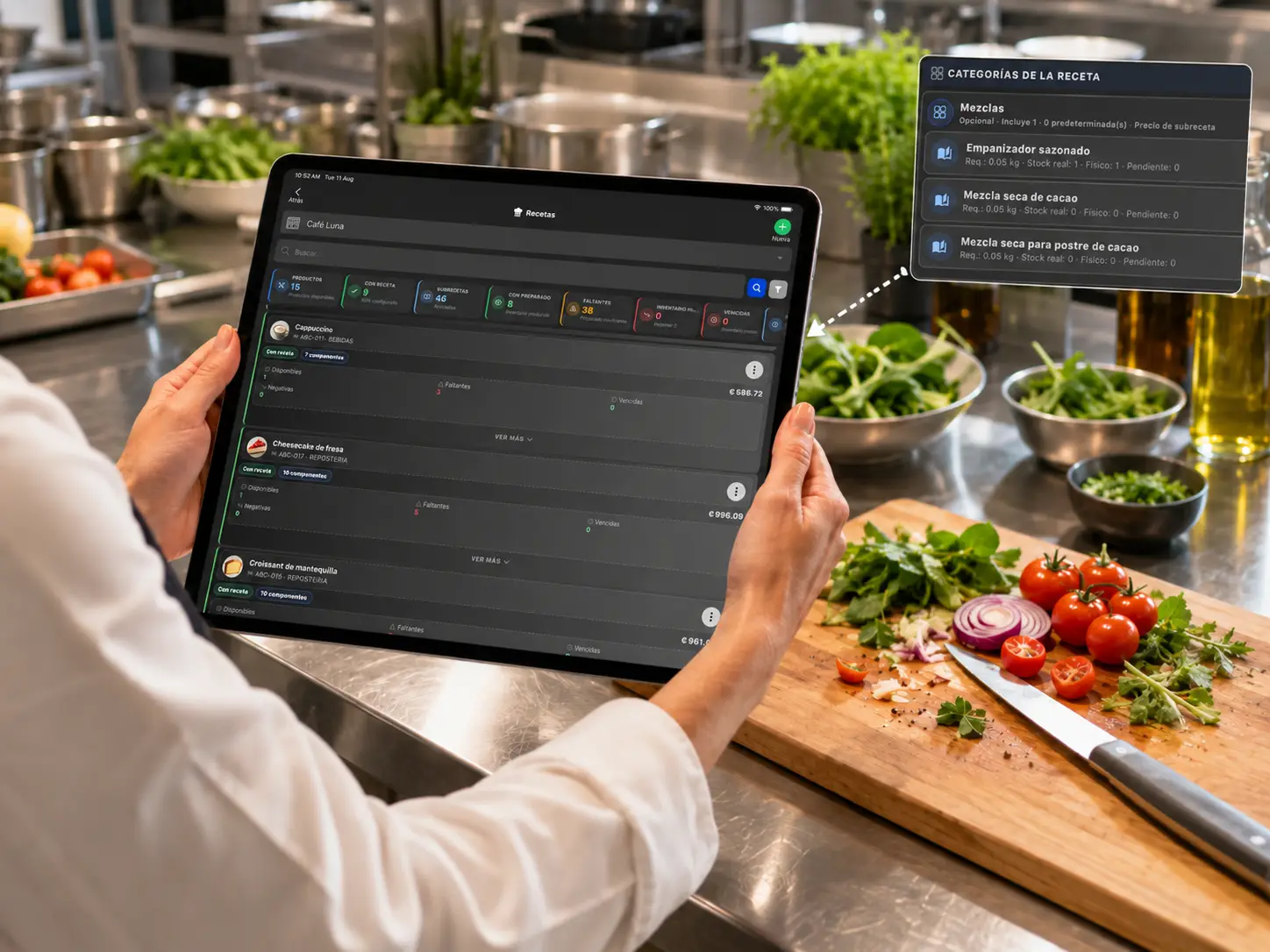 Listado de recetas en POS Restaurantes