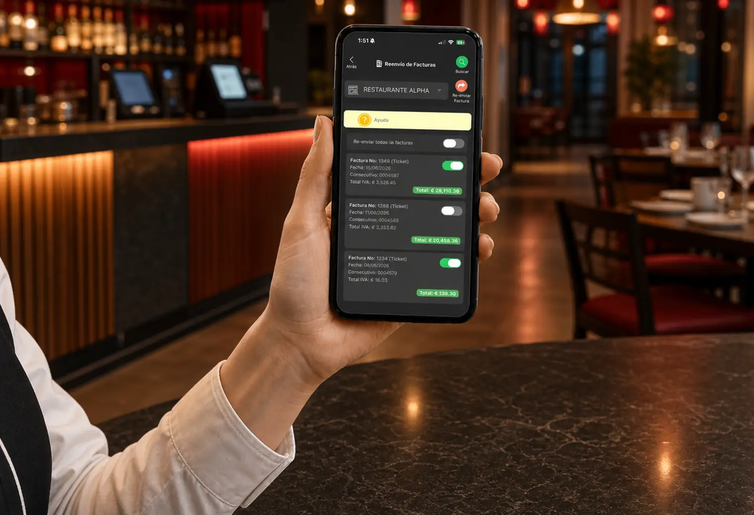 Reenvio de facturas electronicas para clientes de restaurantes