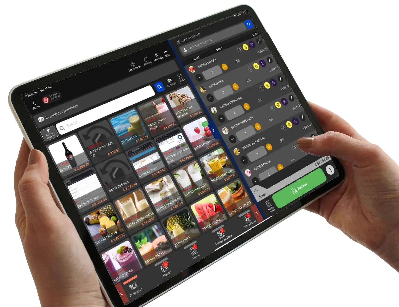 Interfaz moderna y multiplataforma del software POS para restaurantes