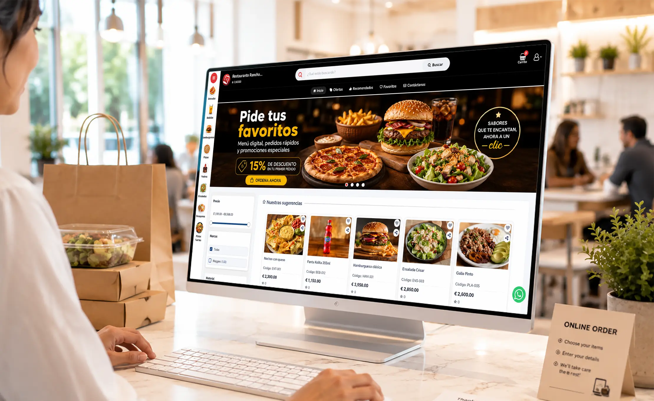 Tienda en linea web para restaurantes con pedidos directos