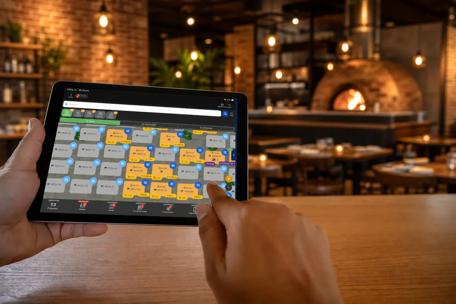 Vista de gestión de mesas en POS Restaurantes