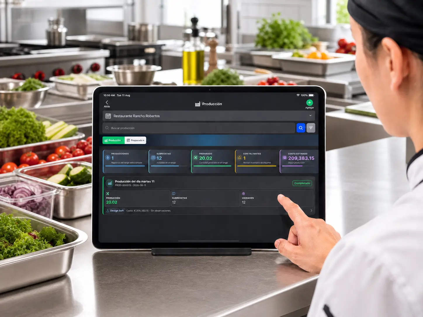 Módulo real de producción de POS Restaurantes en una cocina profesional